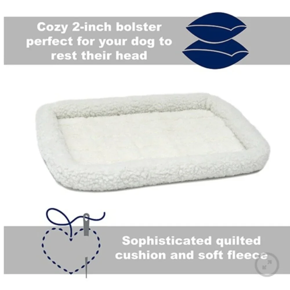 MidWest Quiet Time Fashion Plush Bolster Dog Crate Mat, Pink